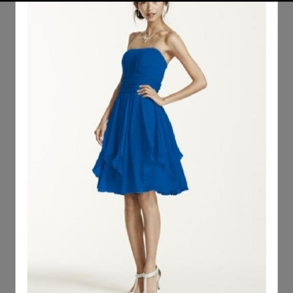 Davids bridal horizon blue strapless chiff…
